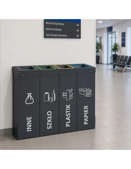 Kosz do segregacji DENEB 4x50L antracyt | 4-komorowy pojemnik