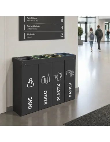 Kosz do segregacji DENEB 4x50L antracyt | 4-komorowy pojemnik