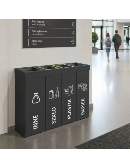 Kosz do segregacji DENEB 4x50L antracyt | 4-komorowy pojemnik