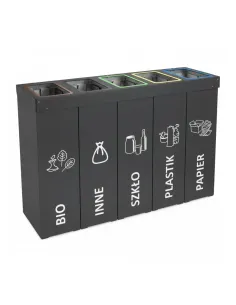 Kosz do segregacji DENEB 5x50L antracyt | 5-komorowy pojemnik