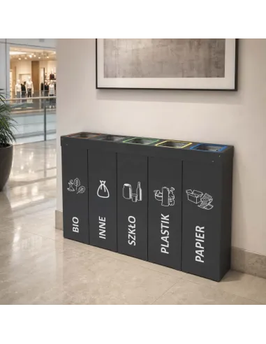 Kosz do segregacji DENEB 5x50L antracyt | 5-komorowy pojemnik