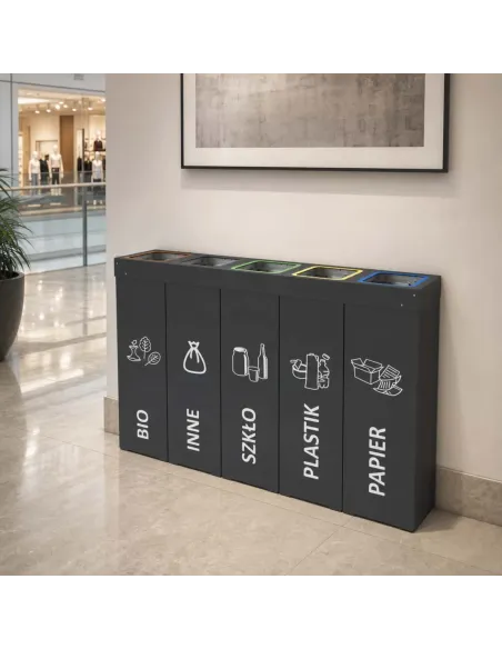 Kosz do segregacji DENEB 5x50L antracyt | 5-komorowy pojemnik