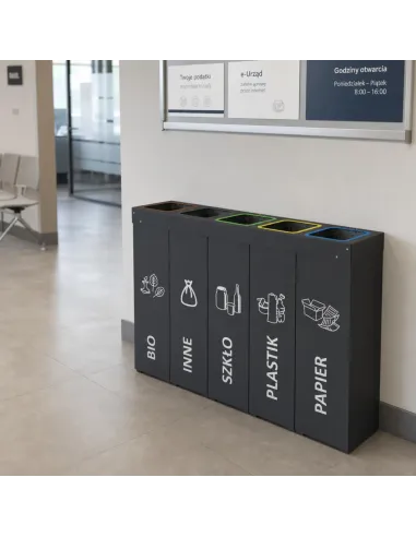Kosz do segregacji DENEB 5x50L antracyt | 5-komorowy pojemnik