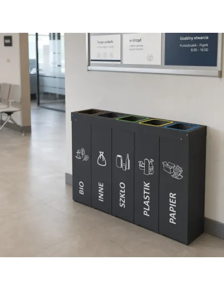 Kosz do segregacji DENEB 5x50L antracyt | 5-komorowy pojemnik