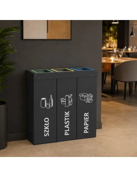 Kosz do segregacji DENEB 3x70L antracyt | 3-komorowy pojemnik