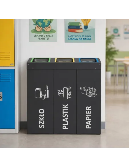 Kosz do segregacji DENEB 3x70L antracyt | 3-komorowy pojemnik