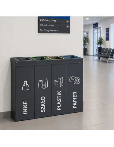 Kosz do segregacji DENEB 4x70L antracyt | 4-komorowy pojemnik
