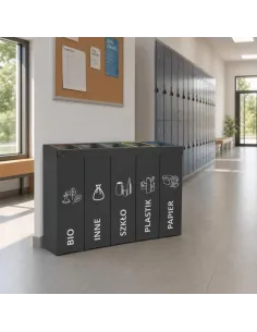 Kosz do segregacji DENEB 5x70L antracyt | 5-komorowy pojemnik 2