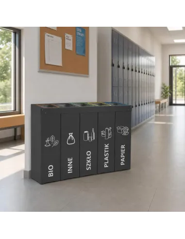 Kosz do segregacji DENEB 5x70L antracyt | 5-komorowy pojemnik
