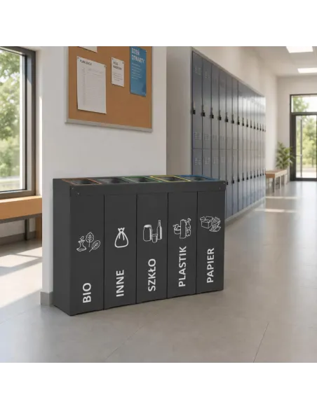 Kosz do segregacji DENEB 5x70L antracyt | 5-komorowy pojemnik