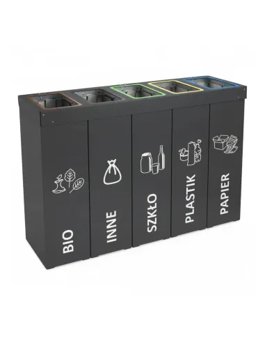 Kosz do segregacji DENEB 5x70L antracyt | 5-komorowy pojemnik