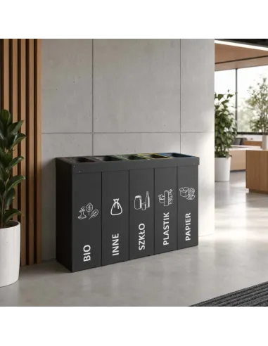 Kosz do segregacji DENEB 5x70L antracyt | 5-komorowy pojemnik