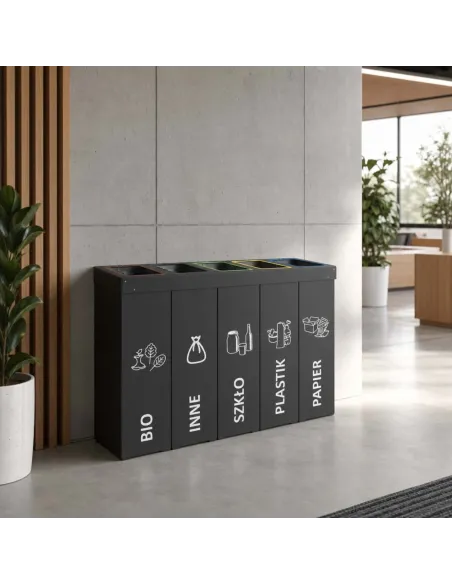 Kosz do segregacji DENEB 5x70L antracyt | 5-komorowy pojemnik