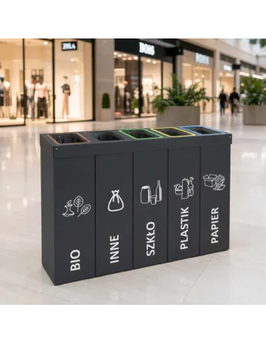 Kosz do segregacji DENEB 5x70L antracyt | 5-komorowy pojemnik