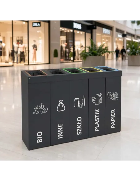 Kosz do segregacji DENEB 5x70L antracyt | 5-komorowy pojemnik