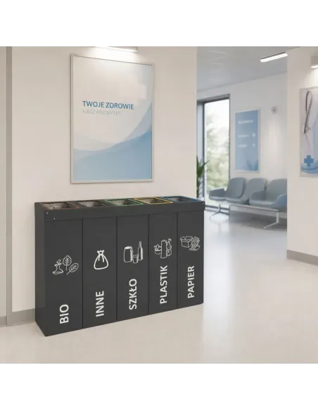 Kosz do segregacji DENEB 5x70L antracyt | 5-komorowy pojemnik