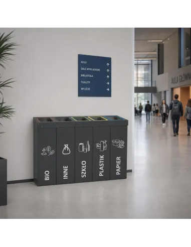 Kosz do segregacji DENEB 5x70L antracyt | 5-komorowy pojemnik