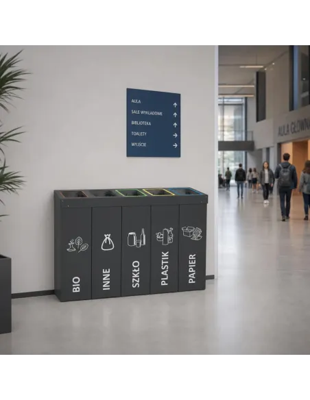 Kosz do segregacji DENEB 5x70L antracyt | 5-komorowy pojemnik
