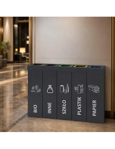 Kosz do segregacji DENEB 5x70L antracyt | 5-komorowy pojemnik