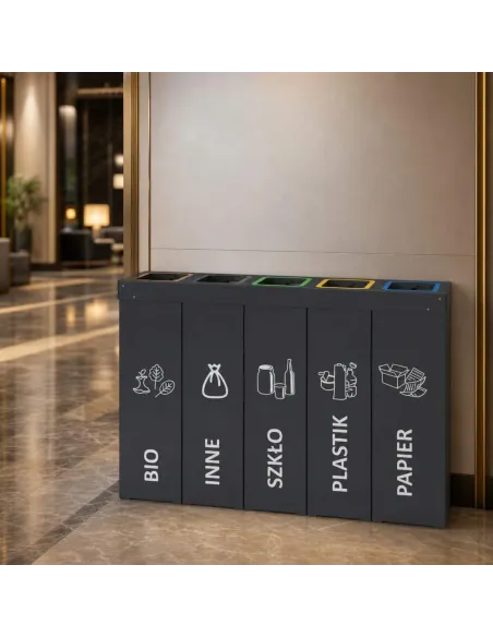 Kosz do segregacji DENEB 5x70L antracyt | 5-komorowy pojemnik