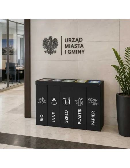 Kosz do segregacji DENEB 5x50L INOX antracyt | 5-komorowy pojemnik