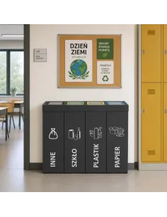 Kosz do segregacji DENEB 4x50L INOX antracyt | 4-komorowy pojemnik 2