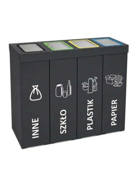 Kosz do segregacji DENEB 4x50L INOX antracyt | 4-komorowy pojemnik