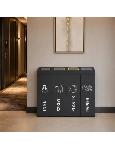 Kosz do segregacji DENEB 4x50L INOX antracyt | 4-komorowy pojemnik