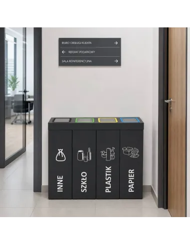 Kosz do segregacji DENEB 4x50L INOX antracyt | 4-komorowy pojemnik