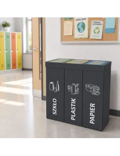 Kosz do segregacji DENEB 3x50L INOX antracyt | 3-komorowy pojemnik 2