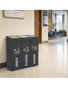 Kosz do segregacji DENEB 3x70L INOX antracyt | 3-komorowy pojemnik 2