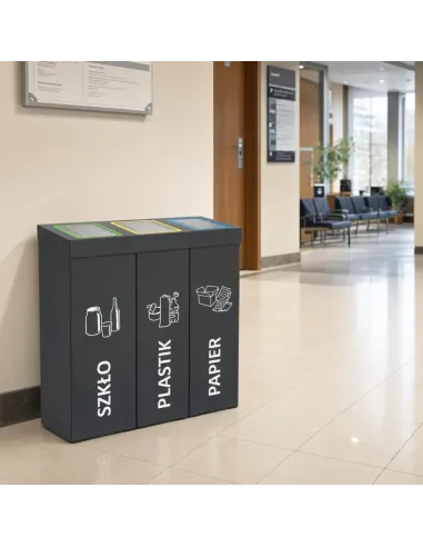 Kosz do segregacji DENEB 3x70L INOX antracyt | 3-komorowy pojemnik