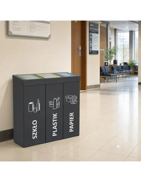 Kosz do segregacji DENEB 3x70L INOX antracyt | 3-komorowy pojemnik