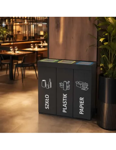 Kosz do segregacji DENEB 3x70L INOX antracyt | 3-komorowy pojemnik