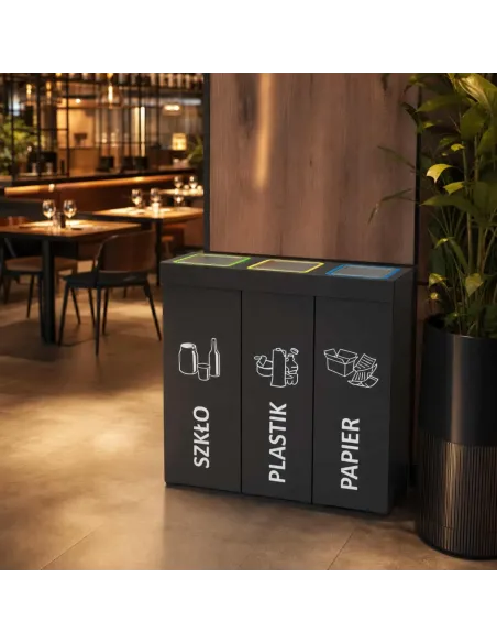 Kosz do segregacji DENEB 3x70L INOX antracyt | 3-komorowy pojemnik