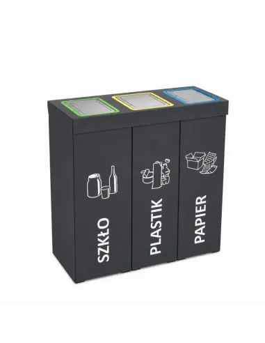 Kosz do segregacji DENEB 3x70L INOX antracyt | 3-komorowy pojemnik
