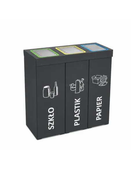 Kosz do segregacji DENEB 3x70L INOX antracyt | 3-komorowy pojemnik