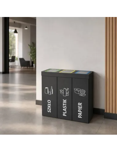 Kosz do segregacji DENEB 3x70L INOX antracyt | 3-komorowy pojemnik
