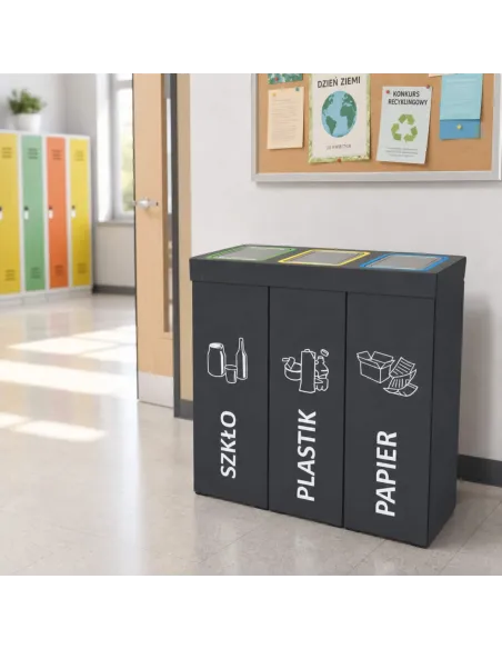 Kosz do segregacji DENEB 3x70L INOX antracyt | 3-komorowy pojemnik