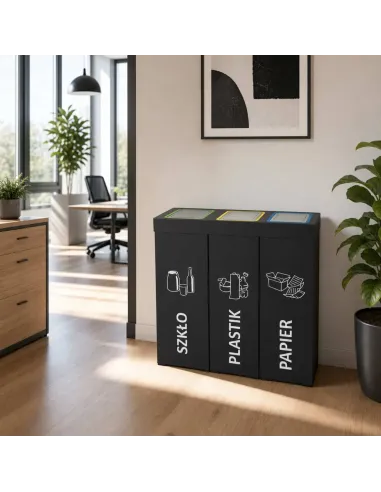 Kosz do segregacji DENEB 3x70L INOX antracyt | 3-komorowy pojemnik