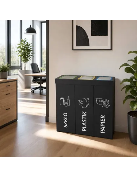 Kosz do segregacji DENEB 3x70L INOX antracyt | 3-komorowy pojemnik