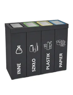 Kosz do segregacji DENEB 4x70L INOX antracyt | 4-komorowy pojemnik