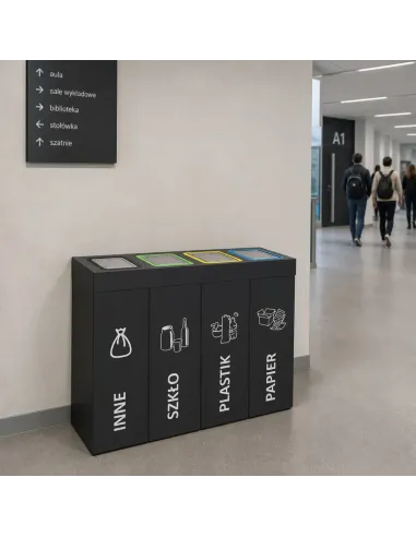Kosz do segregacji DENEB 4x70L INOX antracyt | 4-komorowy pojemnik