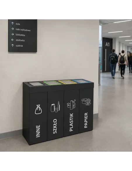 Kosz do segregacji DENEB 4x70L INOX antracyt | 4-komorowy pojemnik