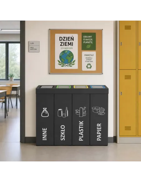 Kosz do segregacji DENEB 4x70L INOX antracyt | 4-komorowy pojemnik