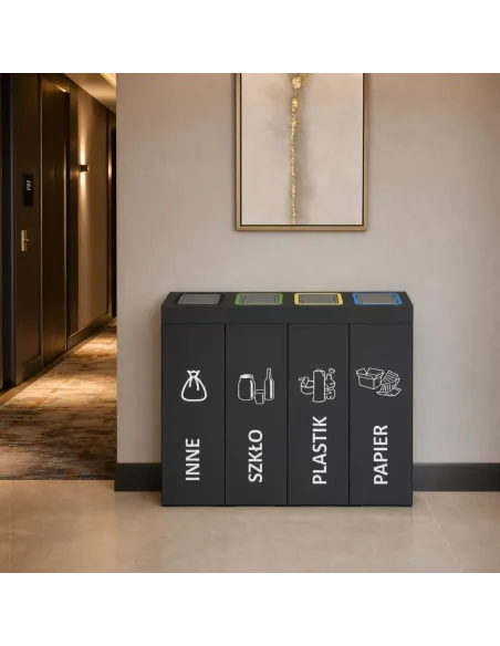 Kosz do segregacji DENEB 4x70L INOX antracyt | 4-komorowy pojemnik
