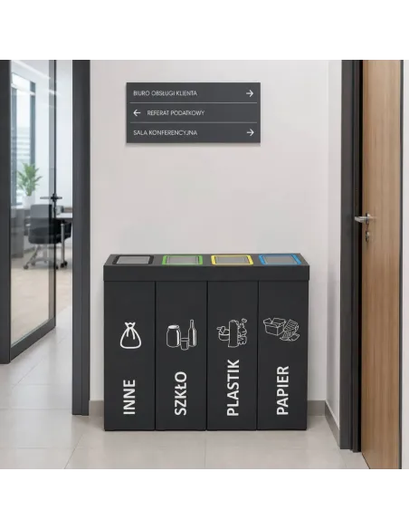 Kosz do segregacji DENEB 4x70L INOX antracyt | 4-komorowy pojemnik
