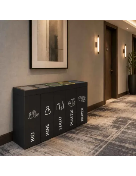 Kosz do segregacji DENEB 5x70L INOX antracyt | 5-komorowy pojemnik