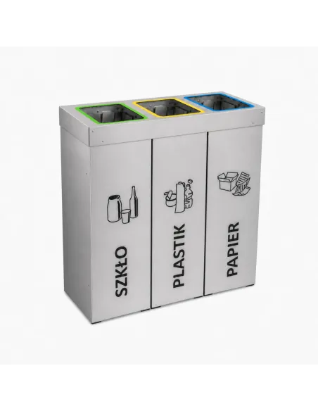 Kosz do segregacji DENEB 3x50L srebrny szczotkowany | 3-komorowy pojemnik