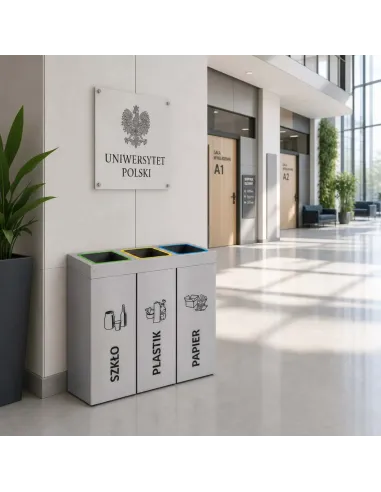 Kosz do segregacji DENEB 3x50L srebrny szczotkowany | 3-komorowy pojemnik